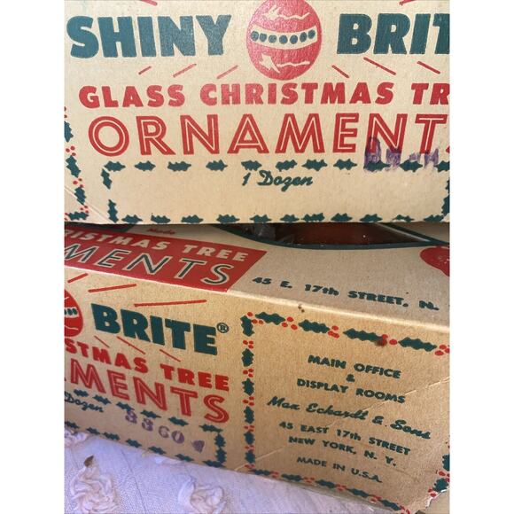 Vintage Shiny Brite Ornaments Red With Original Box - Picture 9 of 9